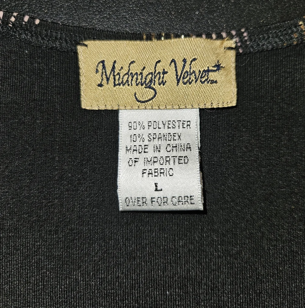 Vintage 90's Midnight Velvet Black & Gold Glitter Abstract Evening Duster Size L